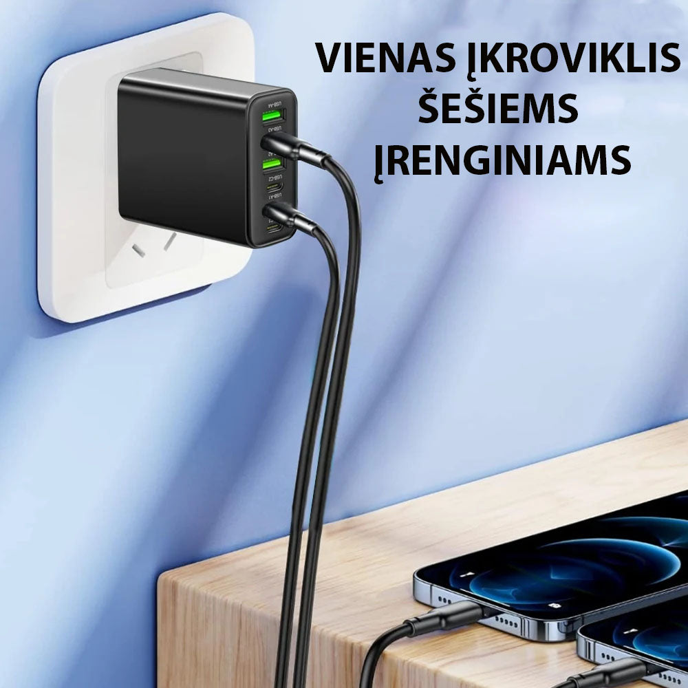 200W Greitas Įkroviklis su 6 jungtimis
