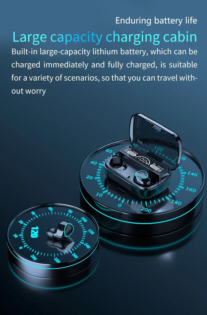 TWS M10 Belaidės Bluetooth 5.1 Ausinės – Nepertraukiamas Garsas ir Mobiliojo Įkroviklio Galia!