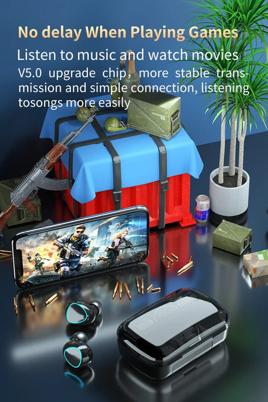 TWS M10 Belaidės Bluetooth 5.1 Ausinės – Nepertraukiamas Garsas ir Mobiliojo Įkroviklio Galia!