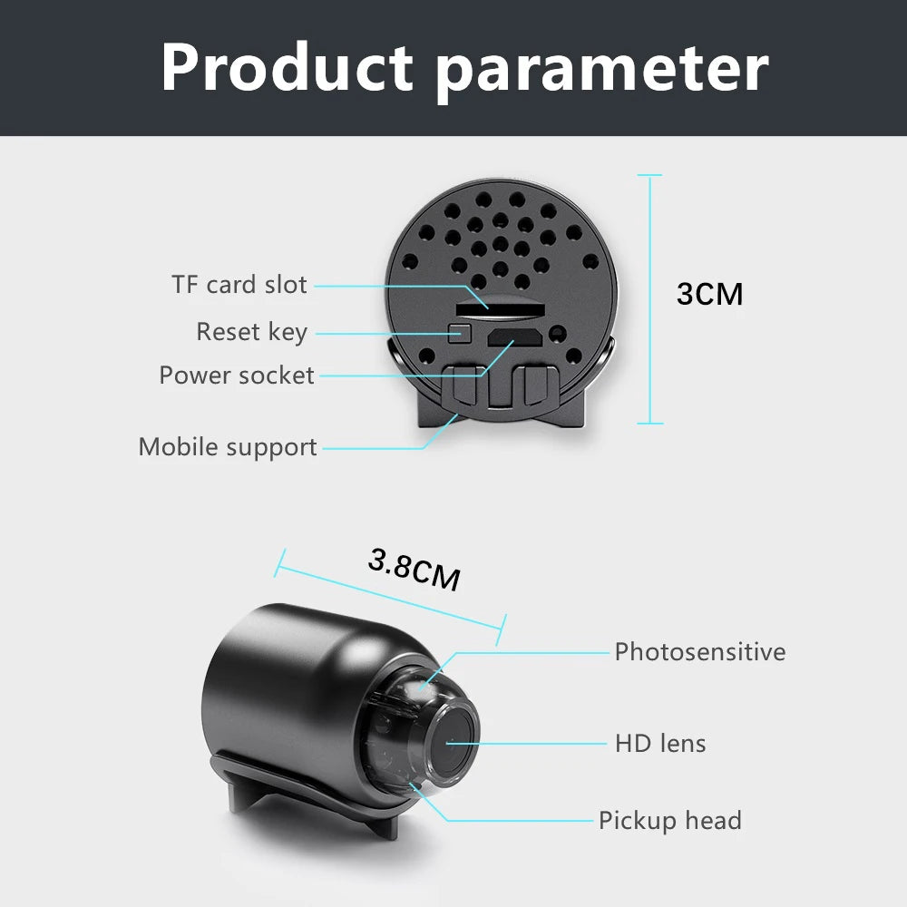 Mini 1080P Full HD Kamera – Kompaktiškas Stebėjimo Sprendimas!