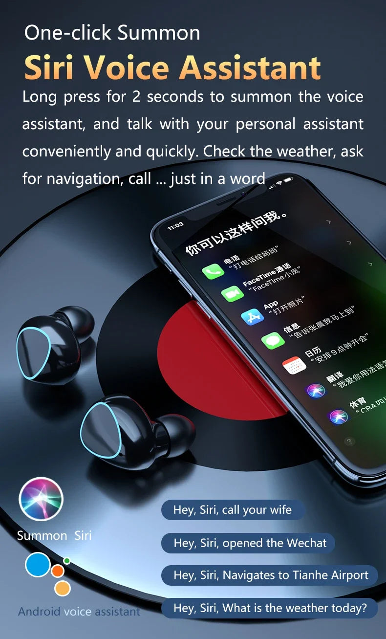 TWS M10 Belaidės Bluetooth 5.1 Ausinės – Nepertraukiamas Garsas ir Mobiliojo Įkroviklio Galia!
