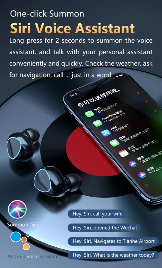 TWS M10 Belaidės Bluetooth 5.1 Ausinės – Nepertraukiamas Garsas ir Mobiliojo Įkroviklio Galia!