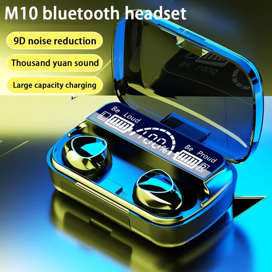 TWS M10 Belaidės Bluetooth 5.1 Ausinės – Nepertraukiamas Garsas ir Mobiliojo Įkroviklio Galia!