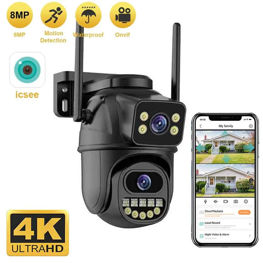 BELIA 4K 8MP Dvigubo Objektyvo PTZ Wi-Fi Stebėjimo Kamera - Didesnis Saugumas!