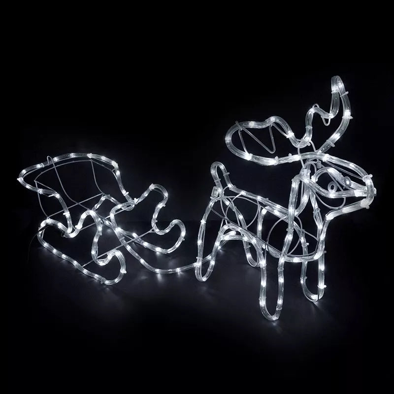 LED šviečianti elnių ir rogių dekoracija – 120 cm