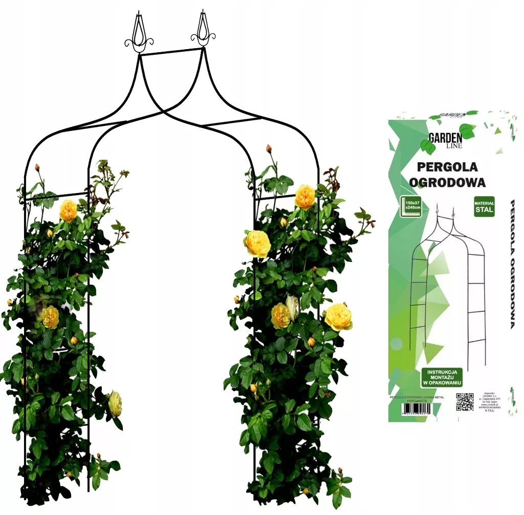 Sodo pergola augalams 150 × 37 × 240 cm, metalinė, juoda