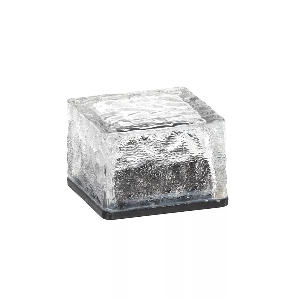 Stiklinė saulės lempa – kubas 7 × 7 × 5 cm, šaltai balta LED
