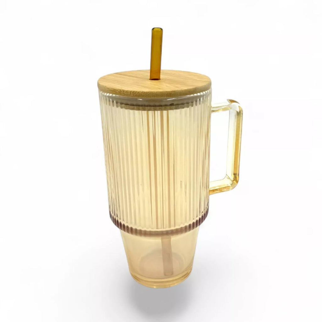 Stiklinis puodelis su šiaudeliu "BAMBOO"